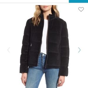 Mark Andrew velvet puffer coat